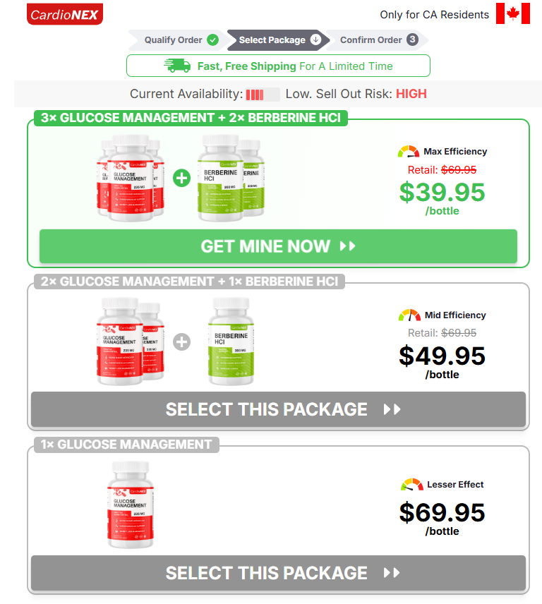 CardioNEX Glucose Management Canada pricing