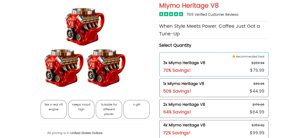 Miymo Heritage V8 Mug Pricing